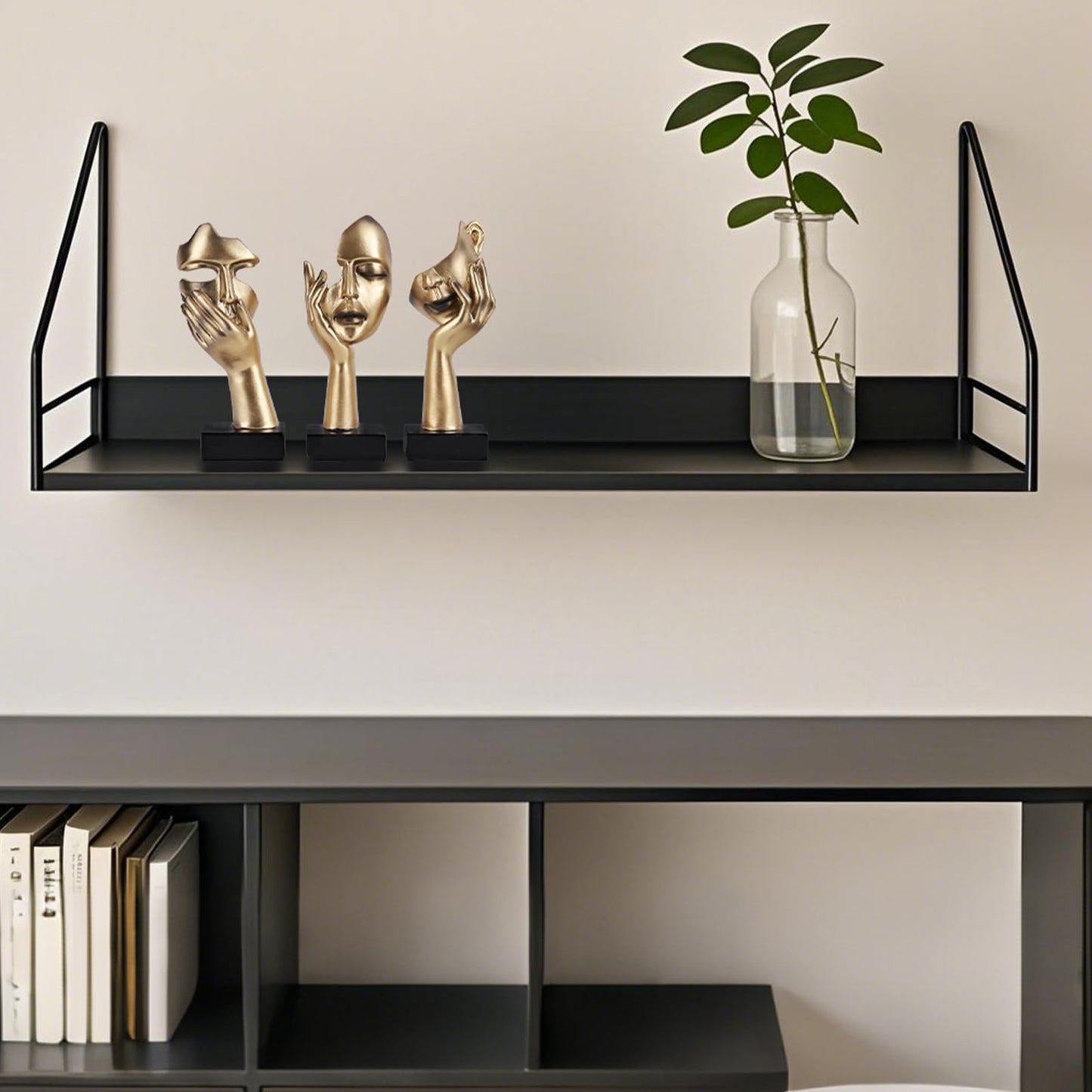 3 Pcs Thinker Small Statue Set - Black Art Abstract Home Accent Figurines for Decor Woman Apartment Bookshelf Floating Shelf Coffee Table Office Desk Bathroom Counter Decor (3 Pcs Black, 6")