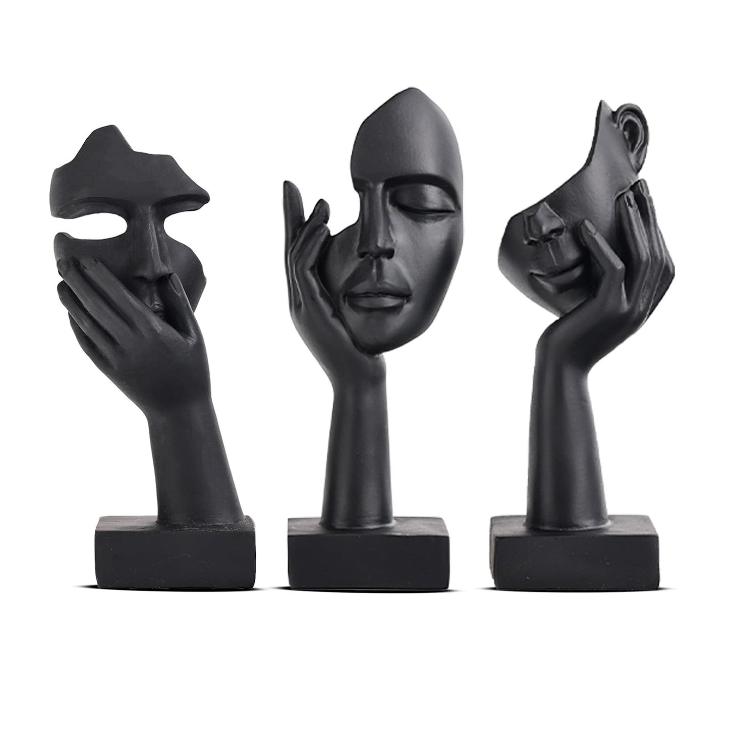 3 Pcs Thinker Small Statue Set - Black Art Abstract Home Accent Figurines for Decor Woman Apartment Bookshelf Floating Shelf Coffee Table Office Desk Bathroom Counter Decor (3 Pcs Black, 6")
