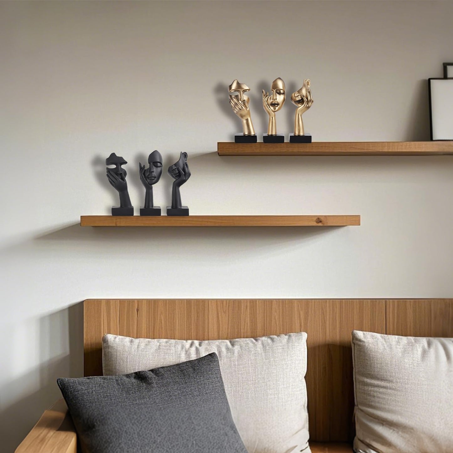 3 Pcs Thinker Small Statue Set - Black Art Abstract Home Accent Figurines for Decor Woman Apartment Bookshelf Floating Shelf Coffee Table Office Desk Bathroom Counter Decor (3 Pcs Black, 6")