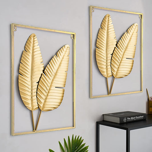 HKaikzo Set of 2 Elephant Wall Decor, African Wall Decor, Gold Elephant Wall Art, Animal Decorations for Living Room, Modern Metal Decor(11.8x27.6in)
