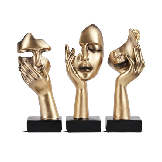 3 Pcs Thinker Small Statue Set - Black Art Abstract Home Accent Figurines for Decor Woman Apartment Bookshelf Floating Shelf Coffee Table Office Desk Bathroom Counter Decor (3 Pcs Black, 6")